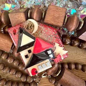 vintage House Pin designed by Lucinda Yates With crescent moon and  brooch